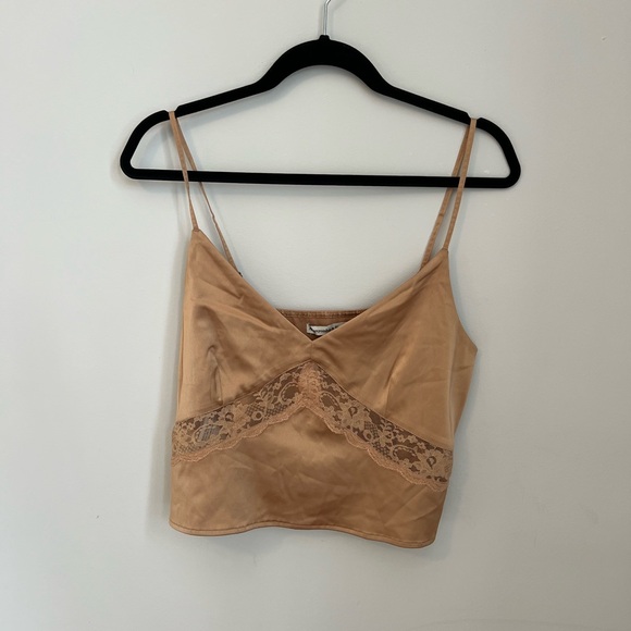 Abercrombie & Fitch Tops - Abercrombie & Fitch Beige Lace-Trim Satin Camisole